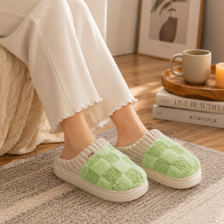 Pantufla de Felpa Super Abrigadas Antideslizante Unisex Verde Claro
