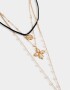 Collares Cortos Religioso Collar Largo Con Cruz - Dorado