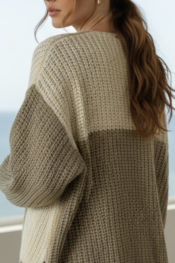 Cardigan Combinado Algodón Nácar