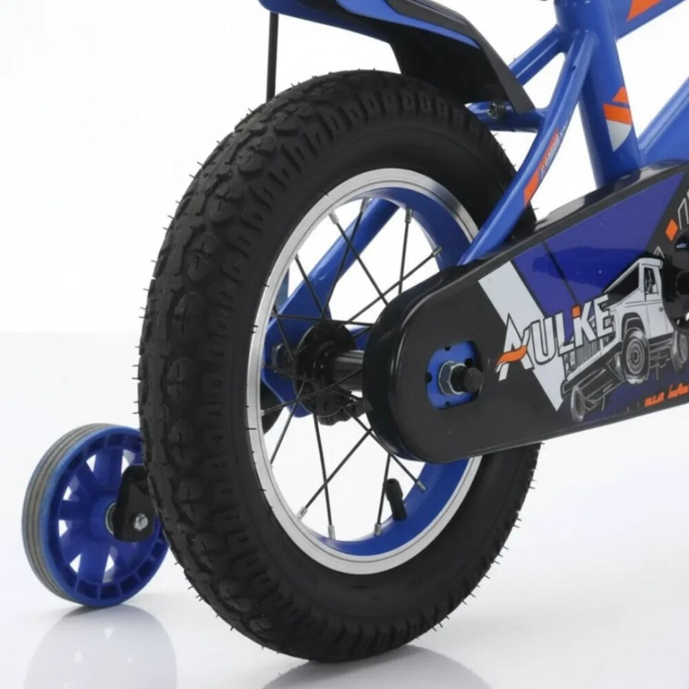 Bicicleta Rodado 12 Con Banderita, Rueditas Y Casco AZUL