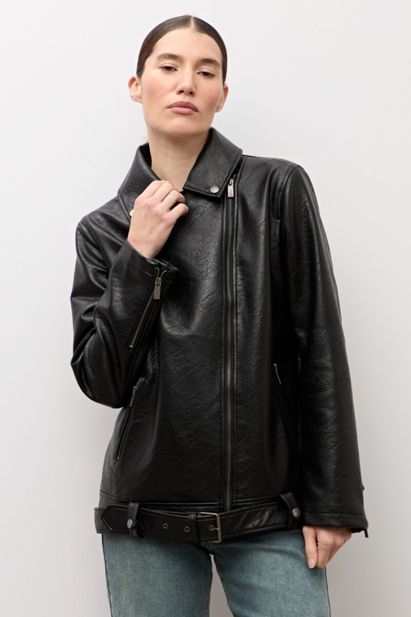 Chaqueta biker eco cuero negro
