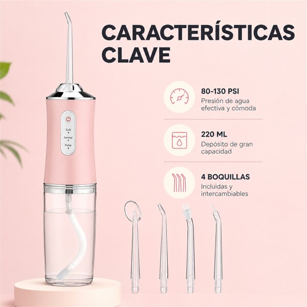 Irrigador Limpiador Oral Bucal Dental Brackets Profesional Rosa