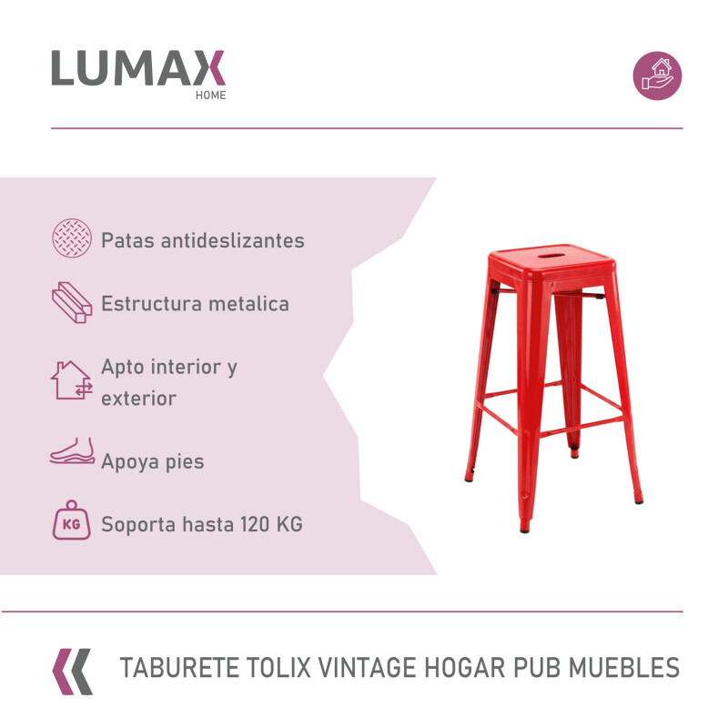 Taburete Tolix Hogar Pub Muebles Rojo