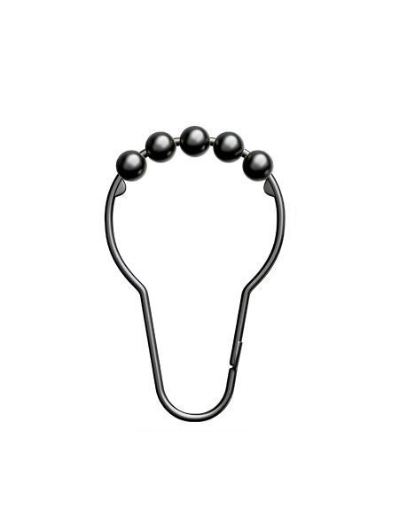 ARGOLLAS METALICAS CORTINA BAÑO 12PCS NEGRO
