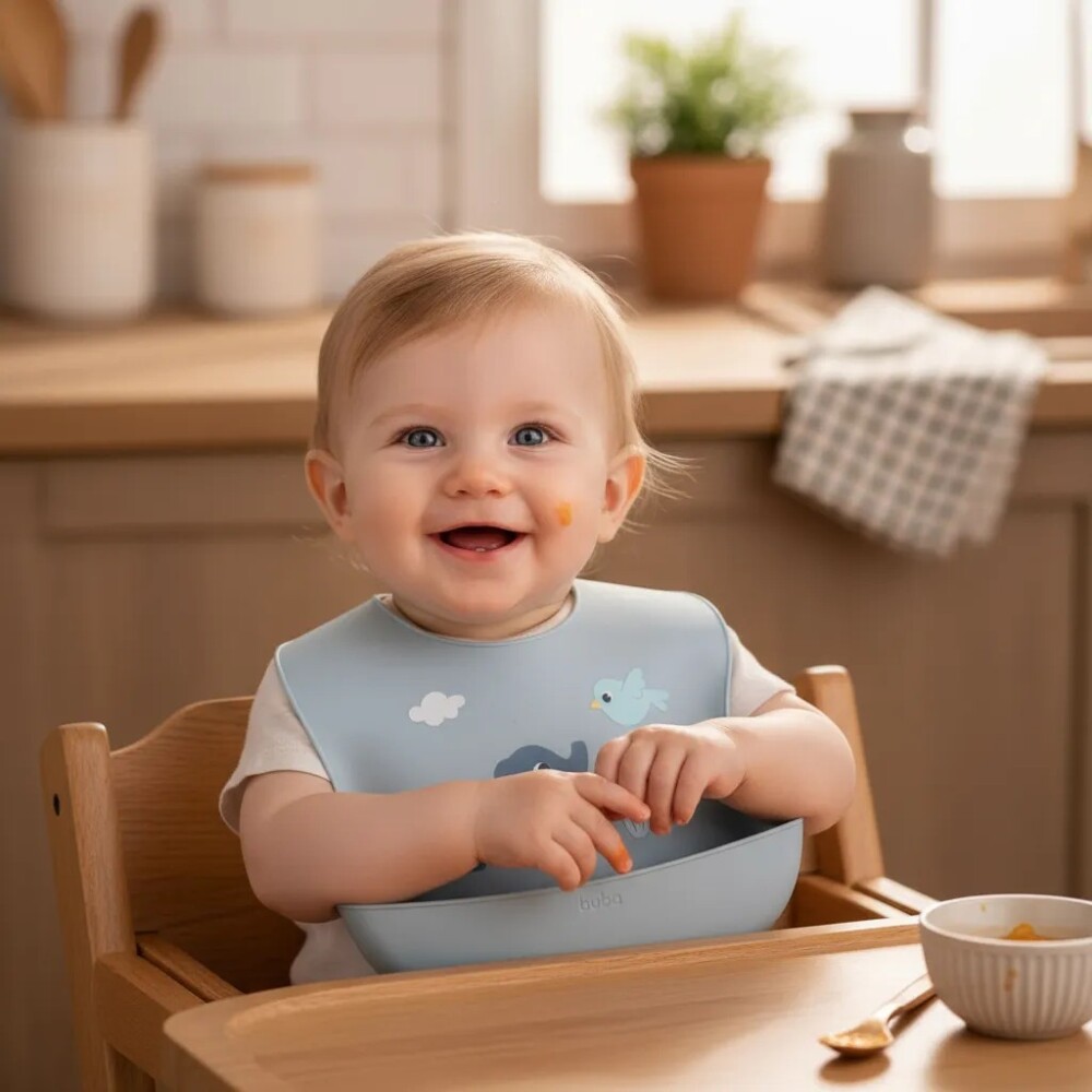 Babero silicona BUBA cloudy celeste