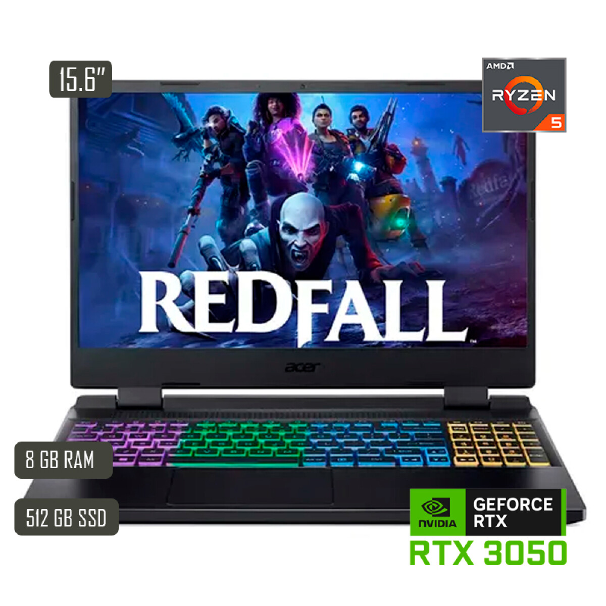 Notebook Gaming Acer Nitro 5 15.6" R5 8-512GB Nvidia RTX3050 