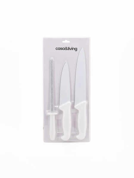 CUCHILLAS SET CON AFILADOR PLATEADO