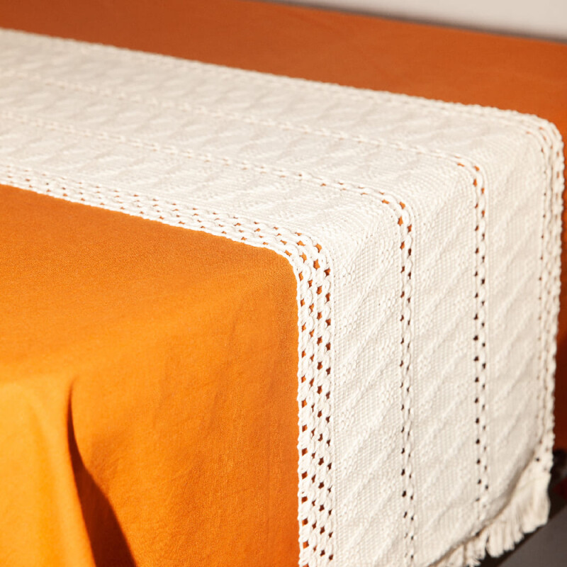 Sendero caminero de mesa tejido 30x150cm blanco