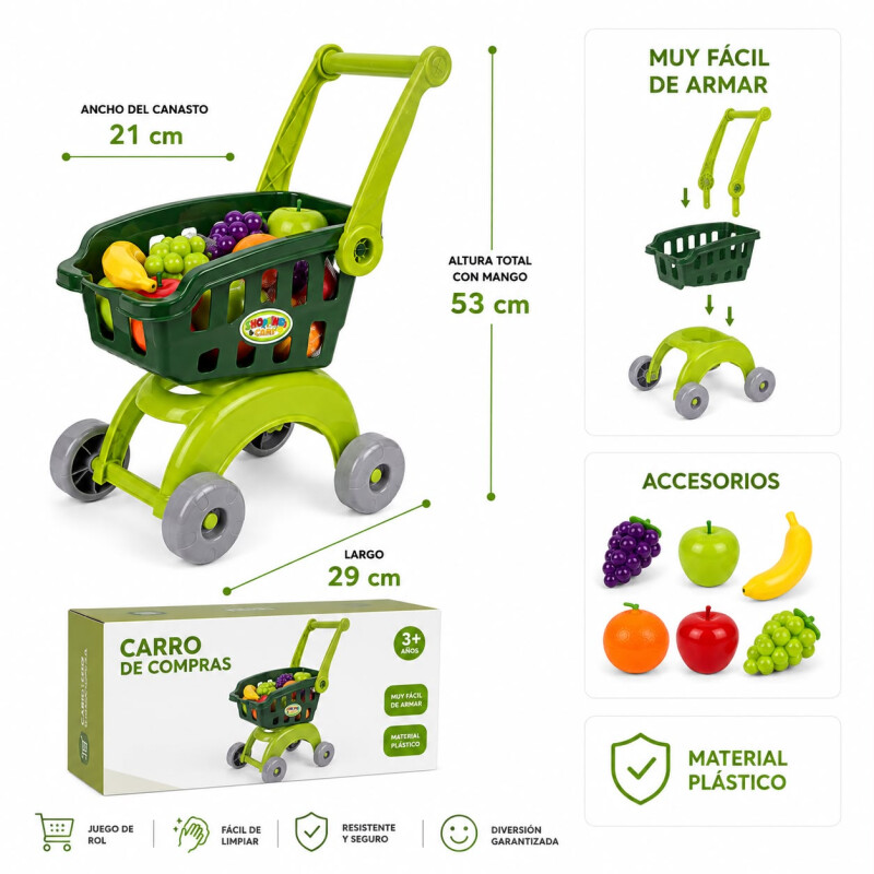 Carro de Supermercado con Frutas Verde