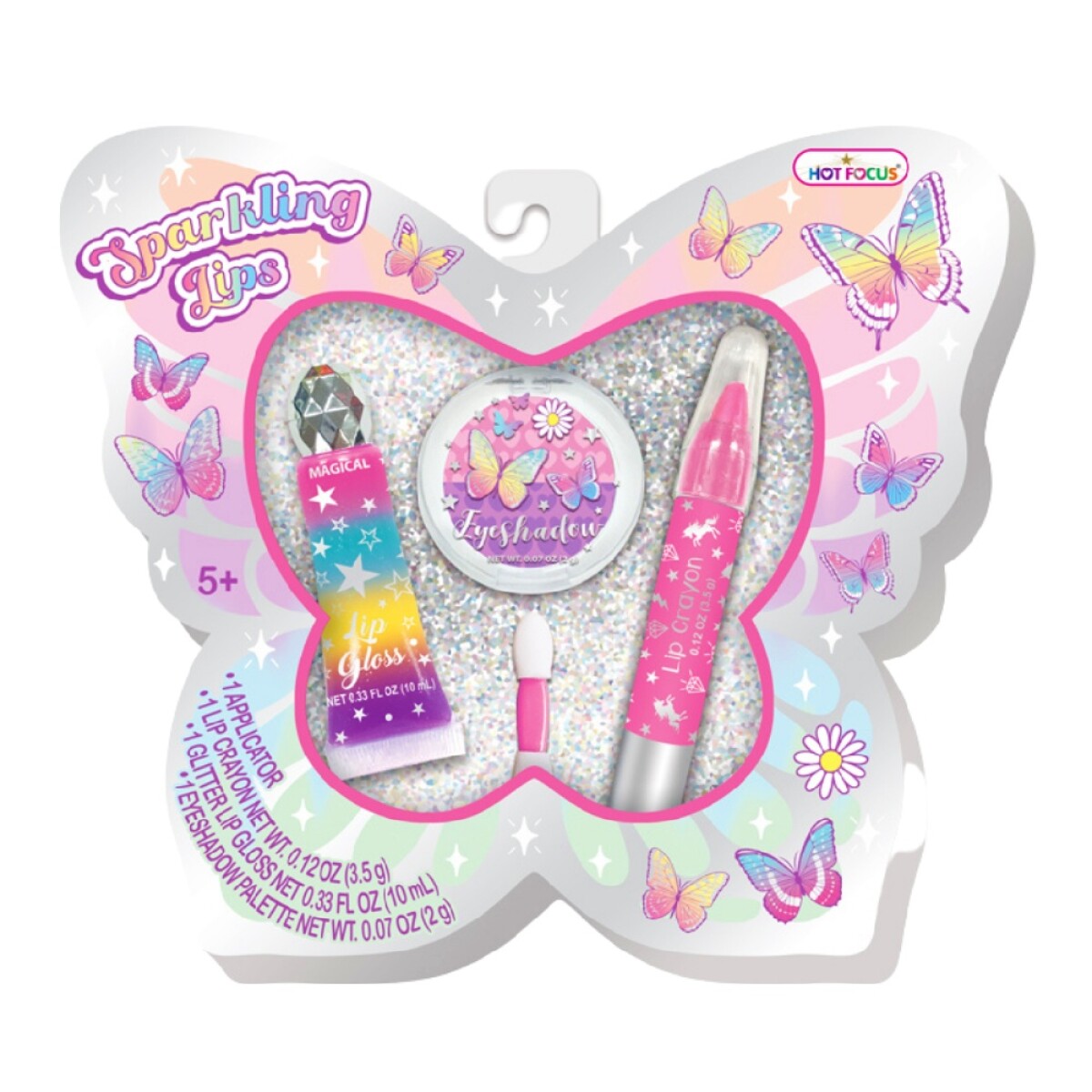 Kit Maquillaje Niña c/ Sombras Ojos + Lápiz y Brillo Labial - Mariposa 