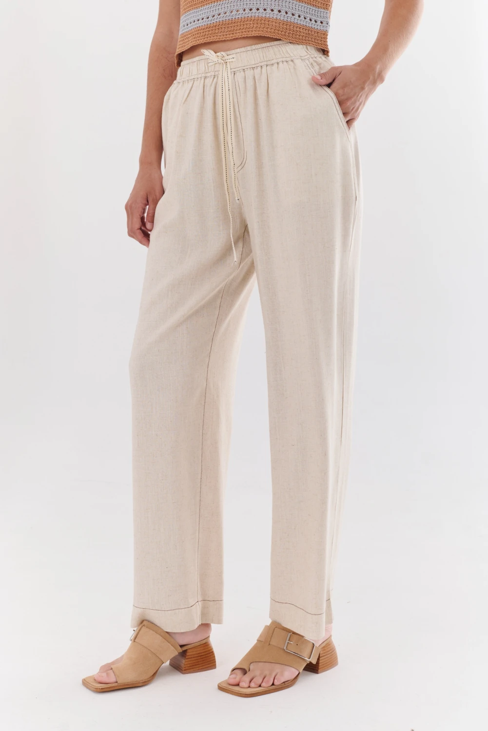 PANTALON LINO EVA beige 1