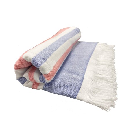 Toalla de baño playera a rayas felpa algodón 180 Hilos 90x180cm AZUL/ROJO/BLANCO