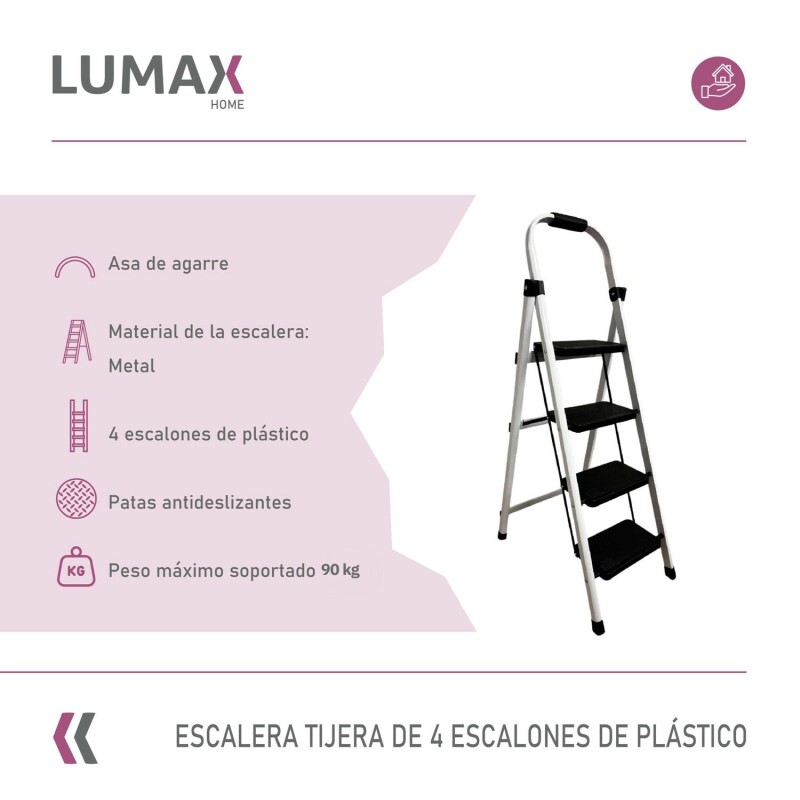 Escalera Tijera 4 Escalones De metal/plastico Negro/Blanco