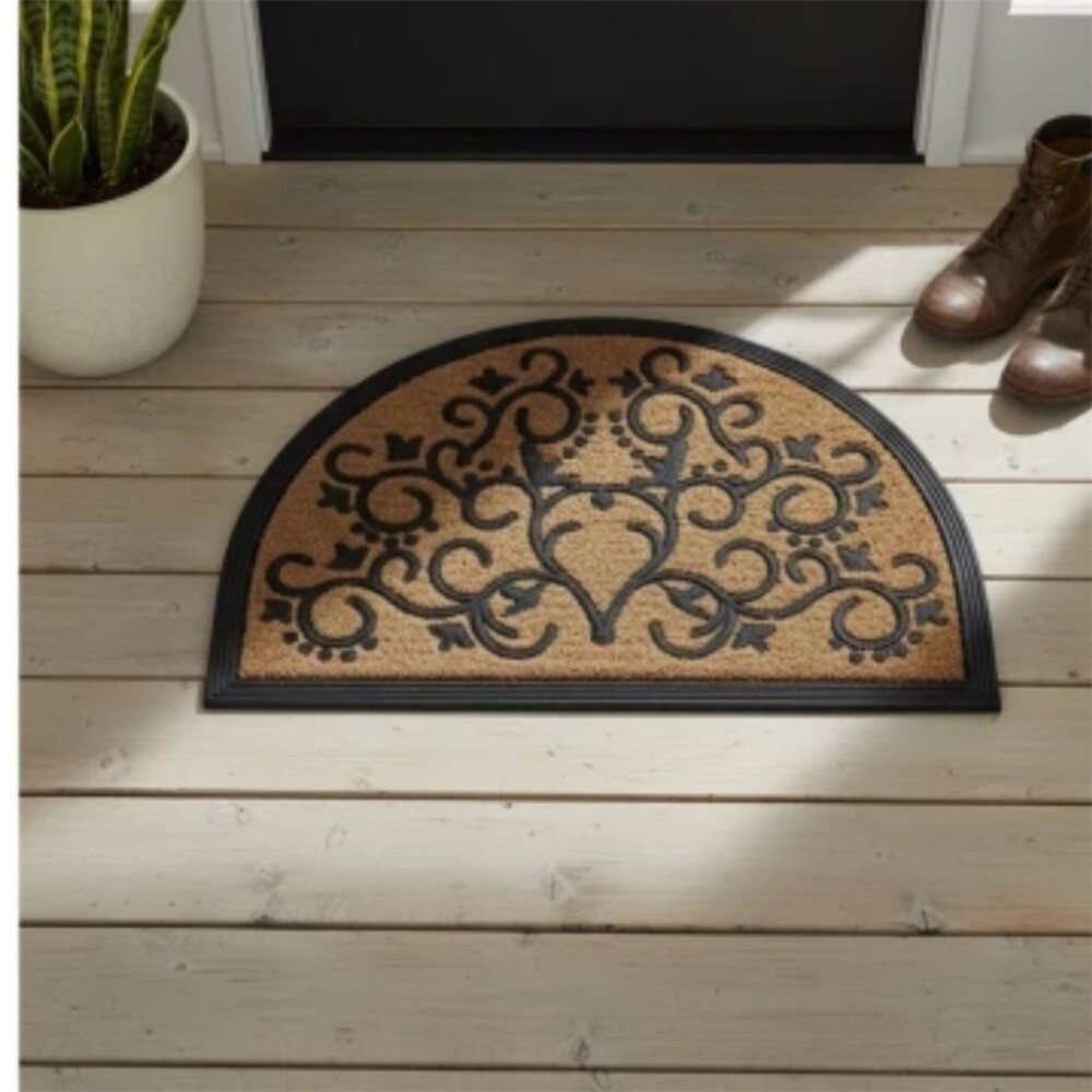 Felpudo Coco/Goma Semicírculo 40 x 60 cm Diseño Arábigo FELPUDO COCO/GOMA SEMICIRCULO 40X60CM H1CM ARABIGO