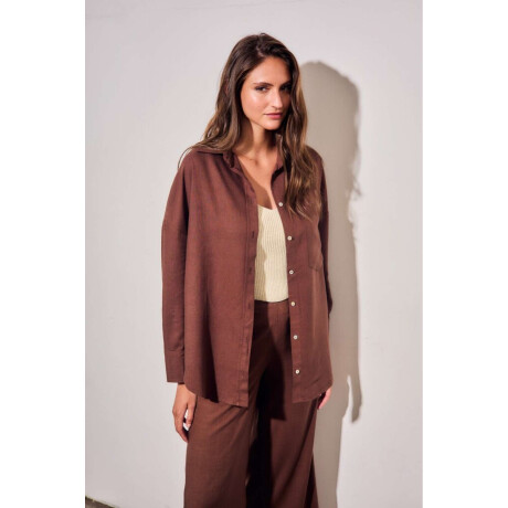 Camisa Lino Chocolate