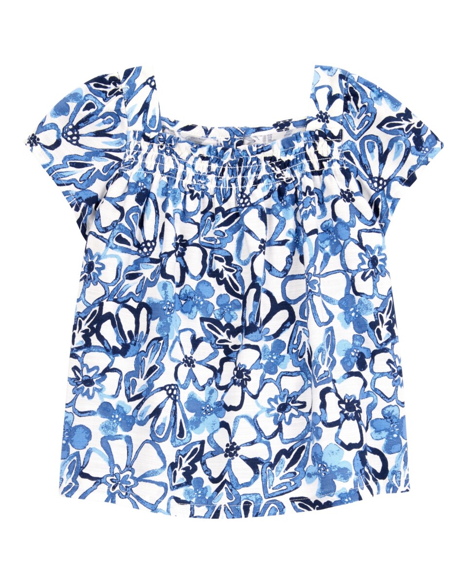 Blusa de viscosa, con fruncido, diseño floral 
