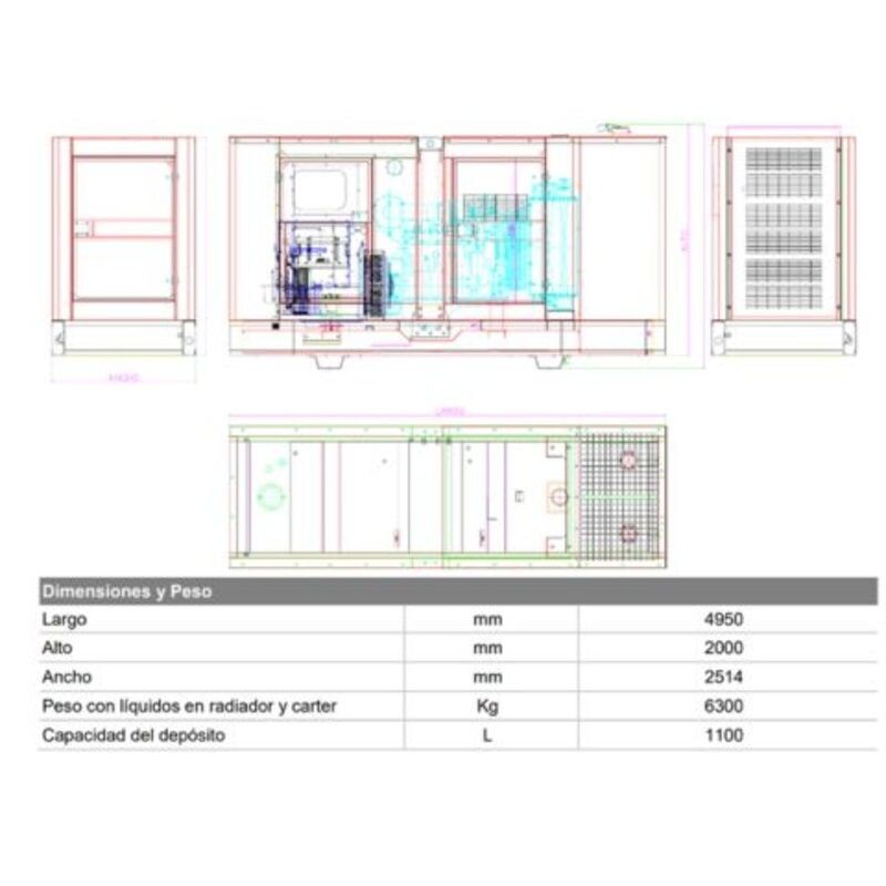 GENERADOR 500/550 KVA CABINADO VCP DP-SC550 GENERADOR 500/550 KVA CABINADO VCP DP-SC550