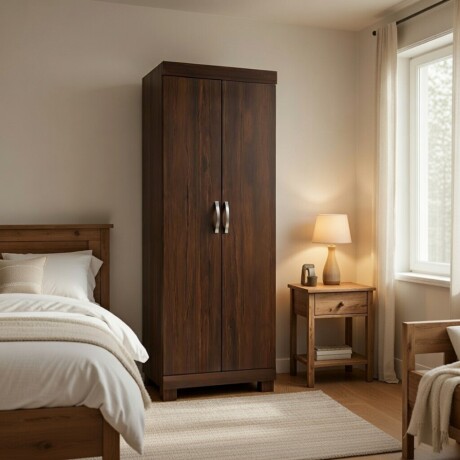 ROPERO 2 PUERTAS GUARDARROPA ARMARIO PLACARD CLOSET MULTIUSO NOGAL