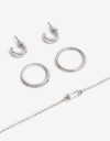 Bijouterie Set Metal Bijou Set Metal Aros Pulsera Y Anillos - Plateado