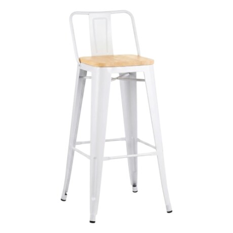 Taburete Tolix Con Respaldo Madera Blanco Taburete Tolix Con Respaldo Madera Blanco