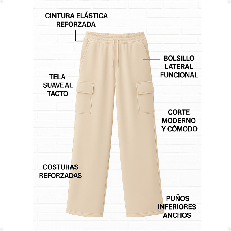 Pantalón Jogging Deportivo Tipo Cargo Beige