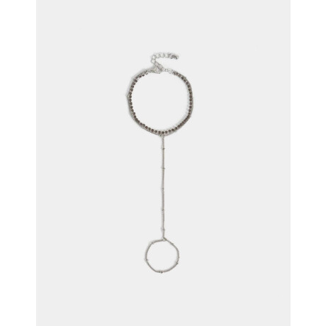 Pulsera Flexible Con Anillo Unido Plateado