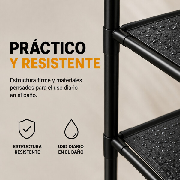 Mueble Organizador Multiuso Inodoro 3 Estantes Acero Inox Negro 1