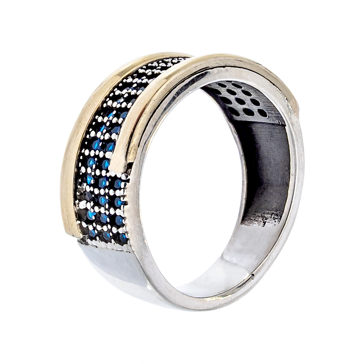 Anillo de plata 925 y double de oro 18 ktes y circonias 
