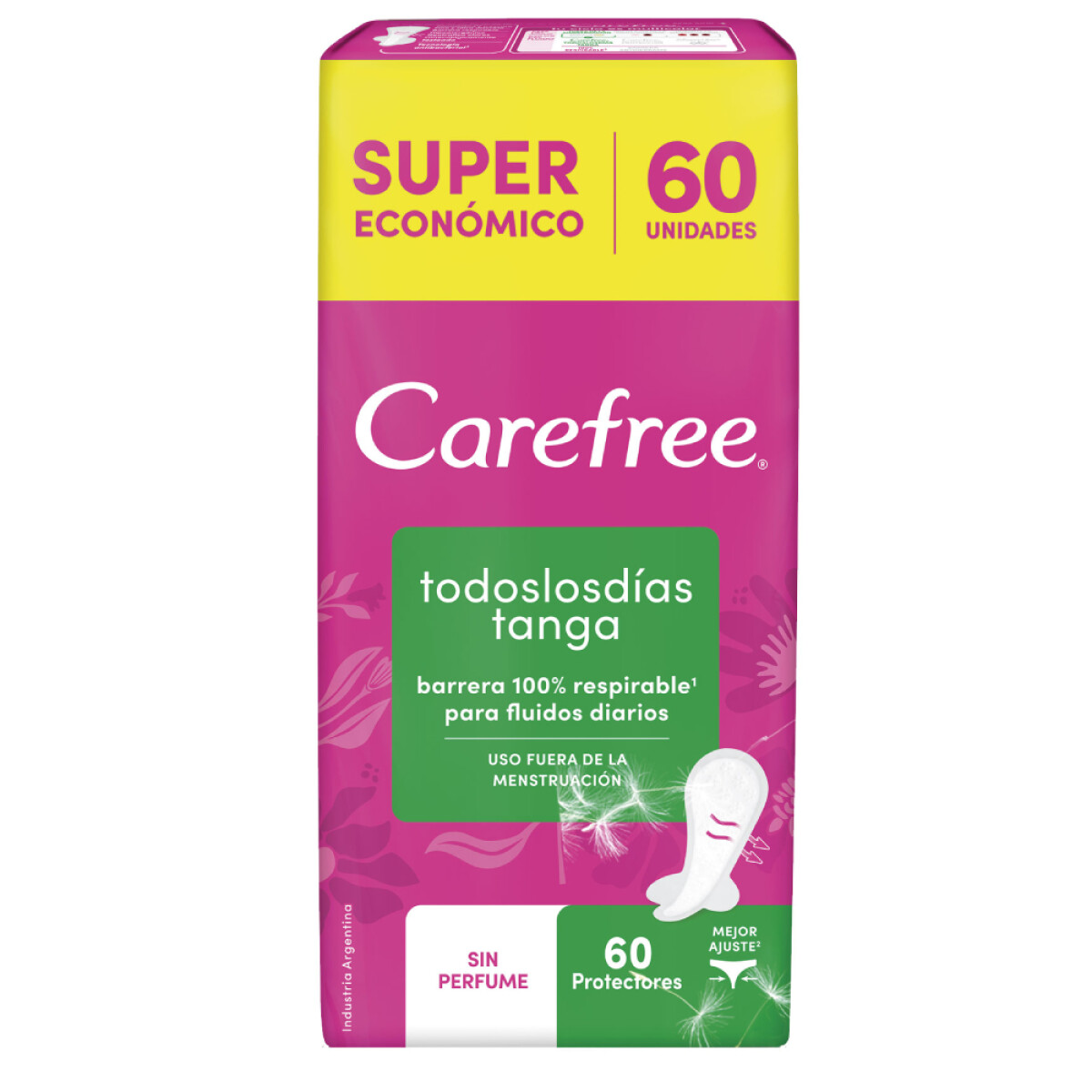 Protectores Diarios Carefree Todo los Días Tanga sin Perfume 60 Unidades 