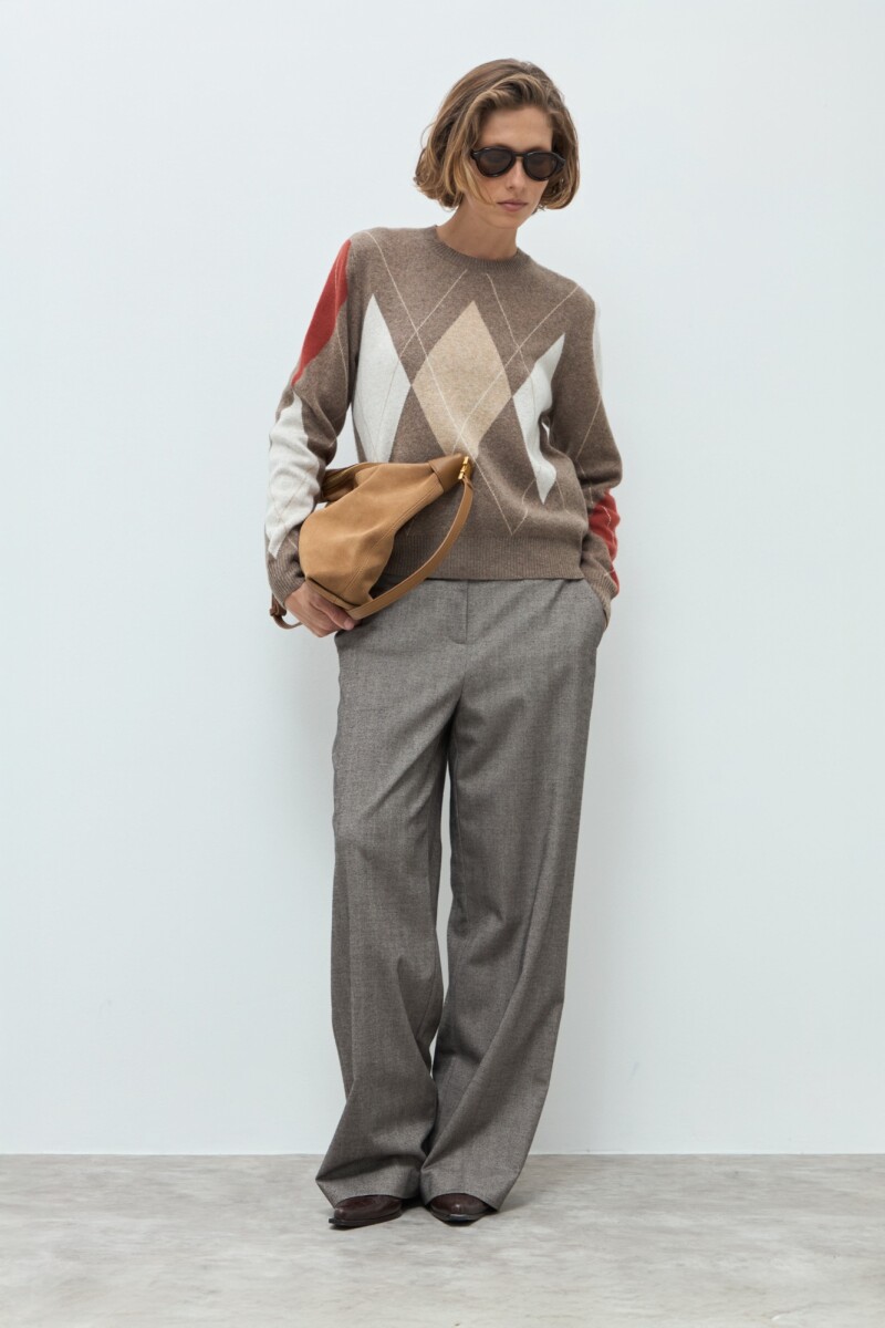 Sweater rombos retro - tostado melange 