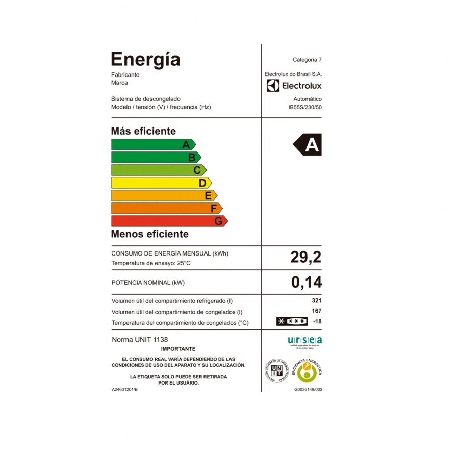 Heladera Freezer Abajo Electrolux IB55S Heladera Freezer Abajo Electrolux IB55S