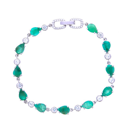 Pulsera de plata 925 con esmeralda y circonias. Pulsera de plata 925 con esmeralda y circonias.