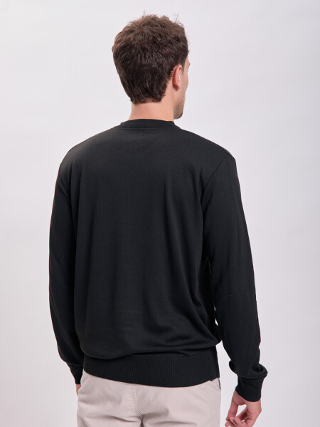 Buzo punto básico cuello redondo Negro