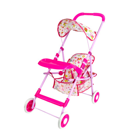 Cochecito para muñecas con ruedas y bandeja Cochecito para muñecas con ruedas y bandeja