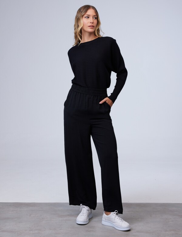 Pantalon Crepe Wide Leg NEGRO