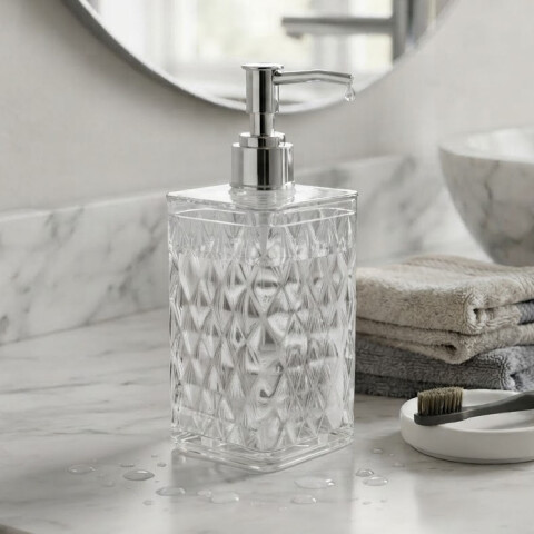 Dispensador Plástico de Jabón Glamour 285 ml TRANSPARENTE