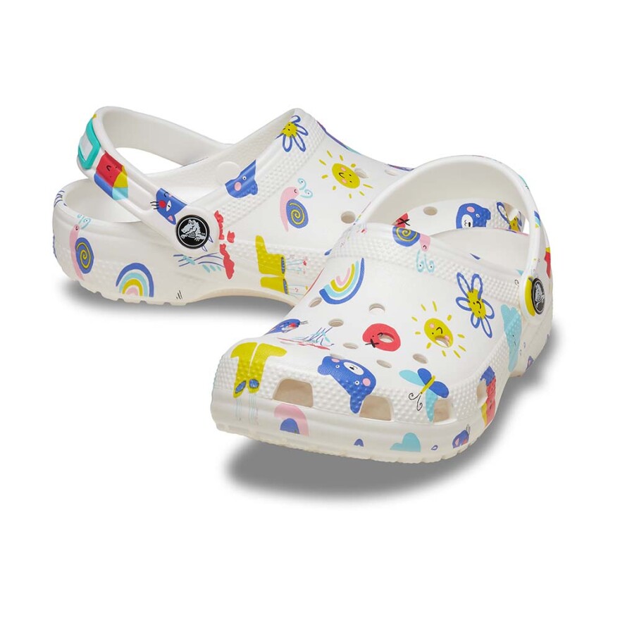 Classic Doodle Print Clog T - Niños White/multi