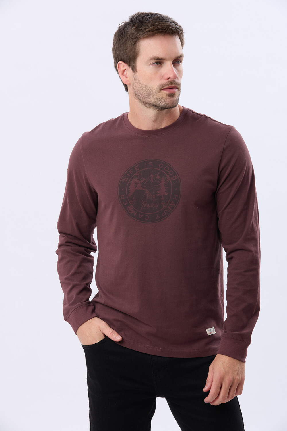 REMERA ESTAMPADA DE ALGODÓN BORDO