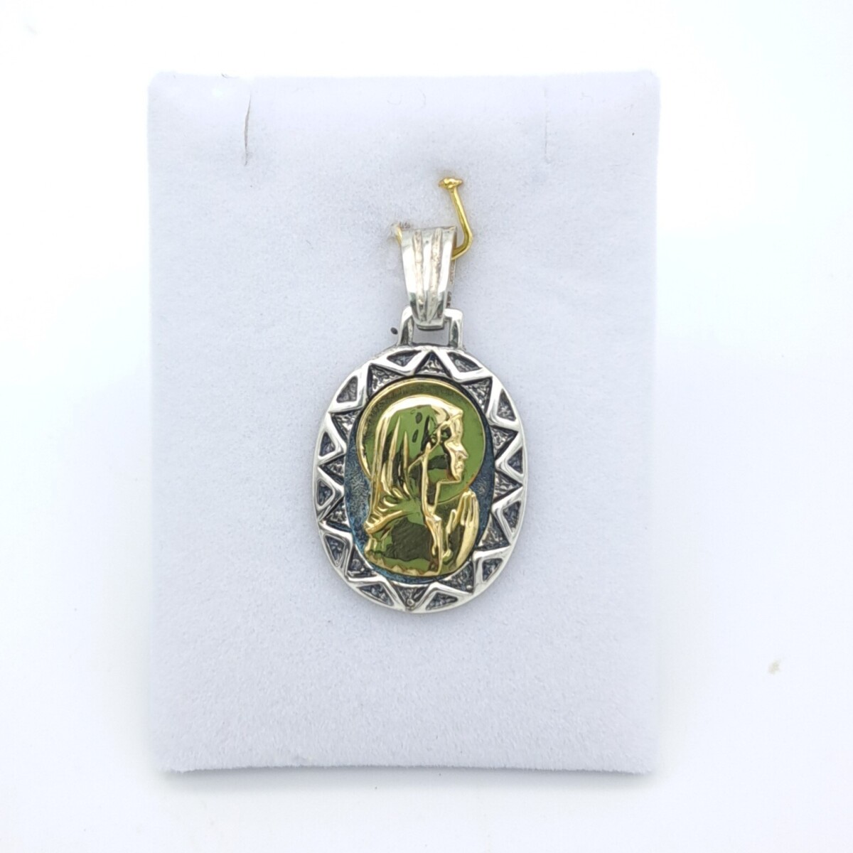 Medalla religiosa de plata 925 y double en oro 18 kes, VIRGEN NIÑA. 