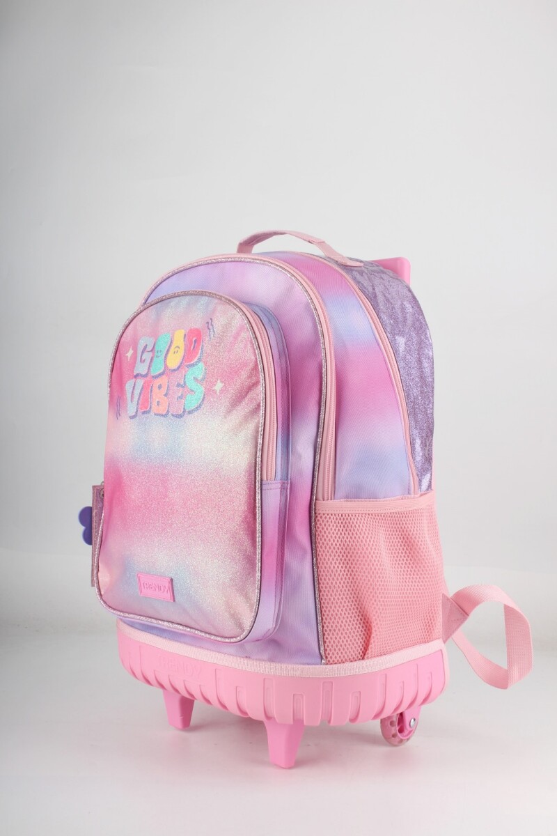 Mochila escolar con ruedas Good Vibes Rosa