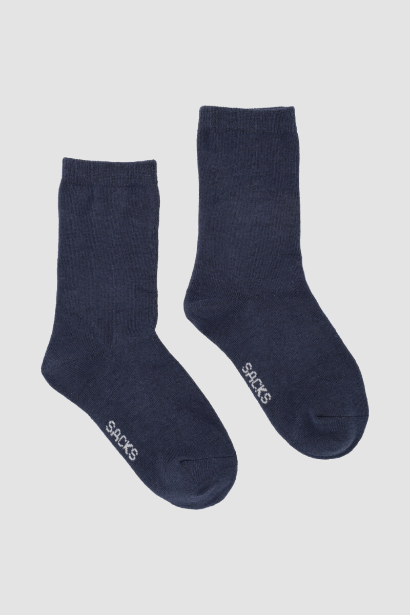 Medias de algodón crew lisas jk - Azul 