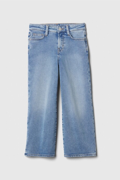 Jean Wide Tiro Alto Niña Light Wash