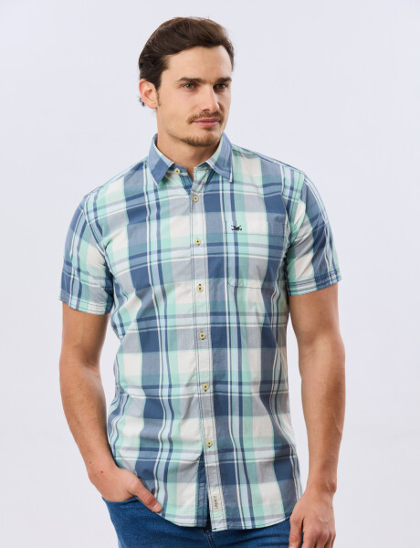 CAMISA MANGA CORTA CUADROS Verde