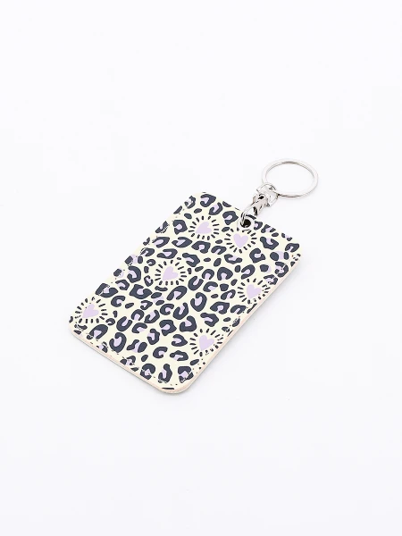 LLAVERO PORTA TARJETA ANIMAL PRINT BEIGE