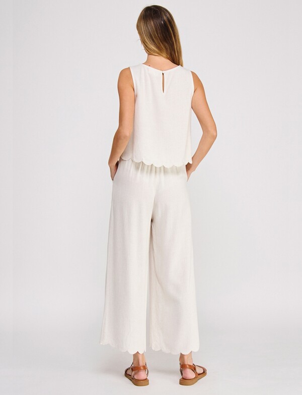 Pantalon Lino Festoneado BEIGE CLARO