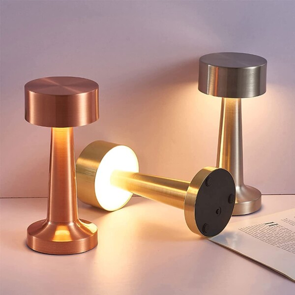 Lampara De Mesa Luz Led Tactil Recargable Usb Regulable Color Variante Bronce