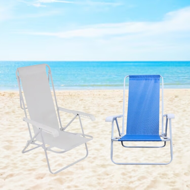 SILLA REPOSERA RECLINABLE ACERO 4 POSICIONES AZUL