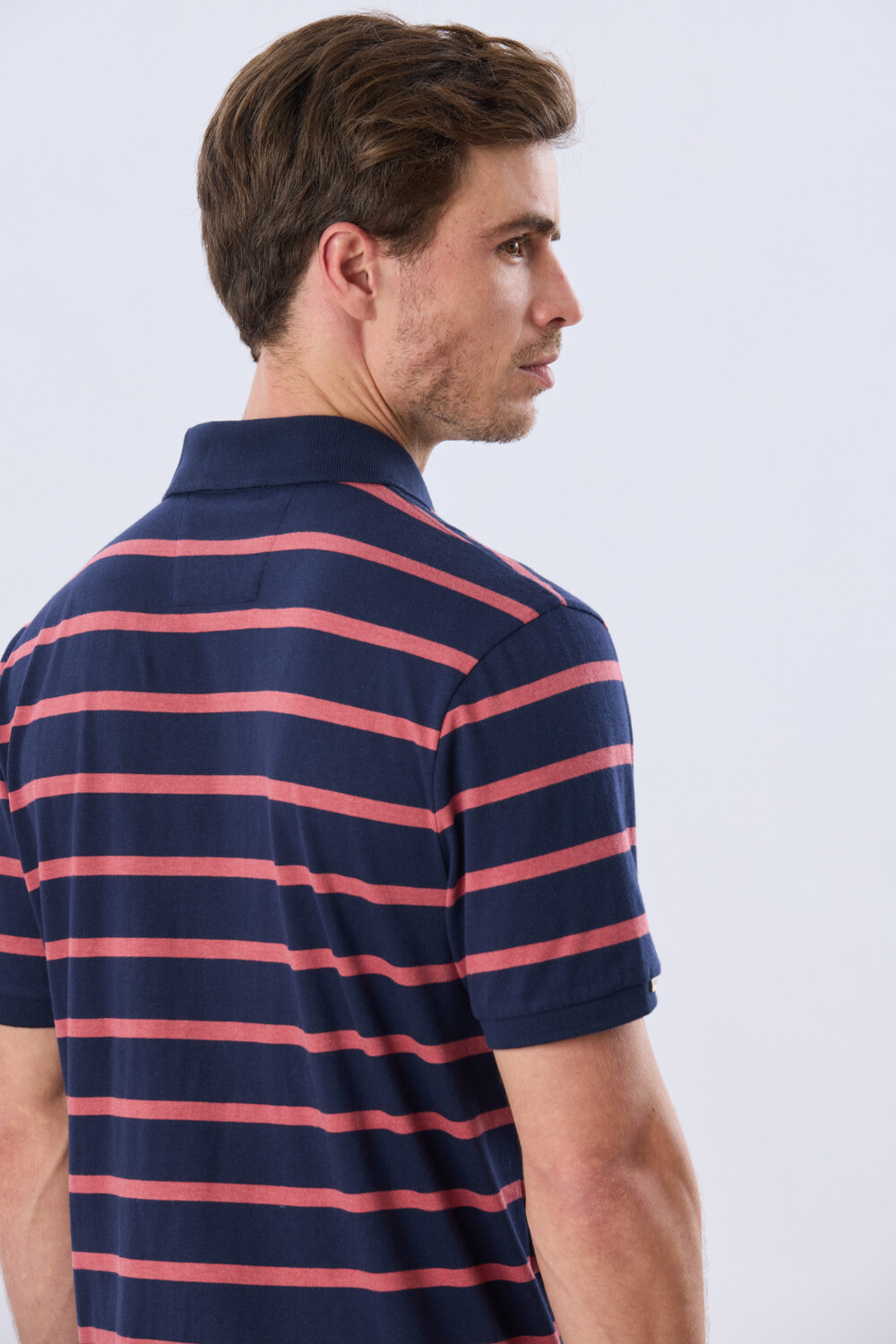 REMERA POLO RAYADA JERSEY Azul