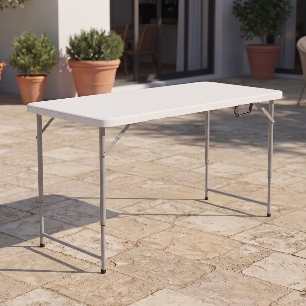 Mesa Plegable altura ajustable 120 cm Blanco Mesa Plegable altura ajustable 120 cm Blanco