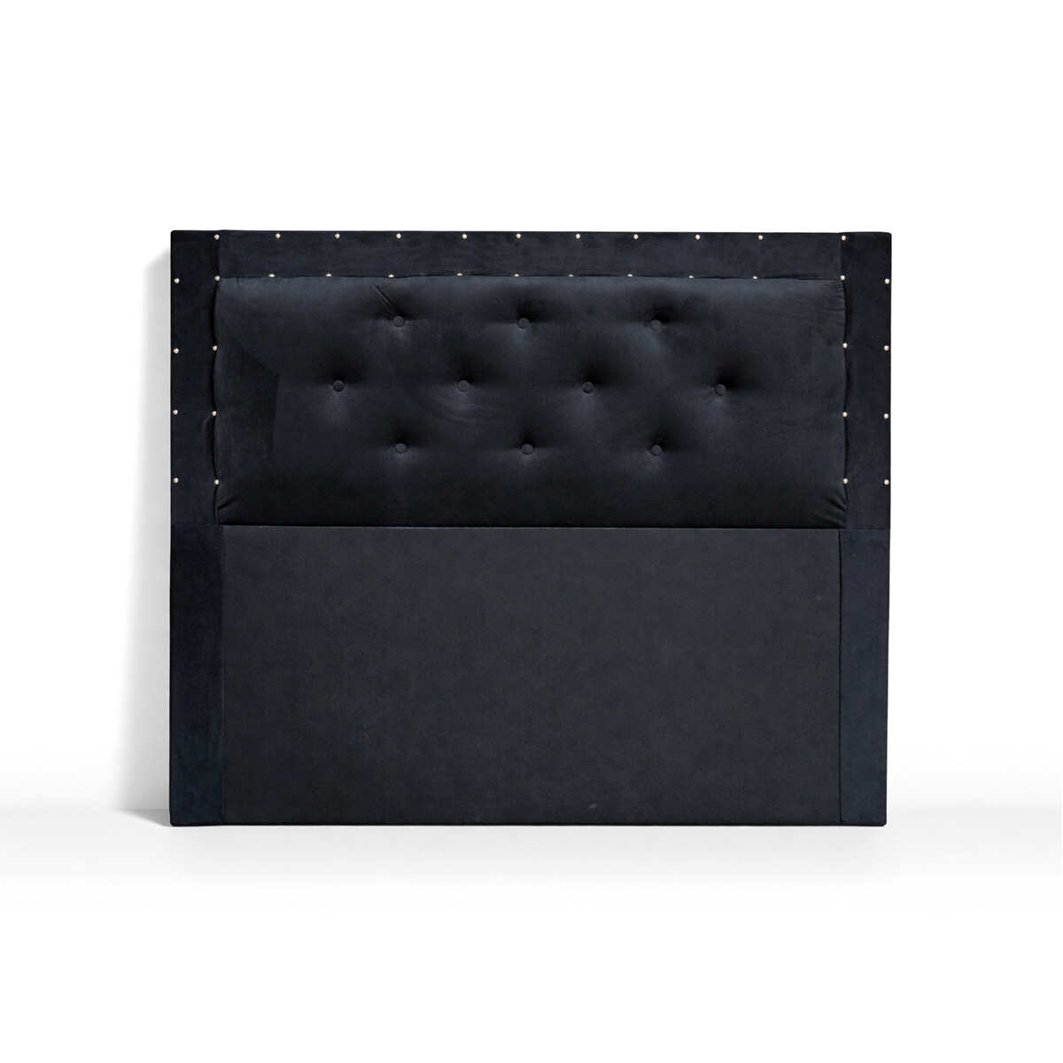 Respaldo De Sommier 2 Plazas 150 X 120cm Relleno Con Guata Forrado En Suede Negro 